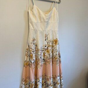 Joie Floral Linen Blend Midi Dress - Size M